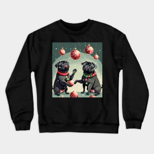 Black Christmas Pugs Crewneck Sweatshirt